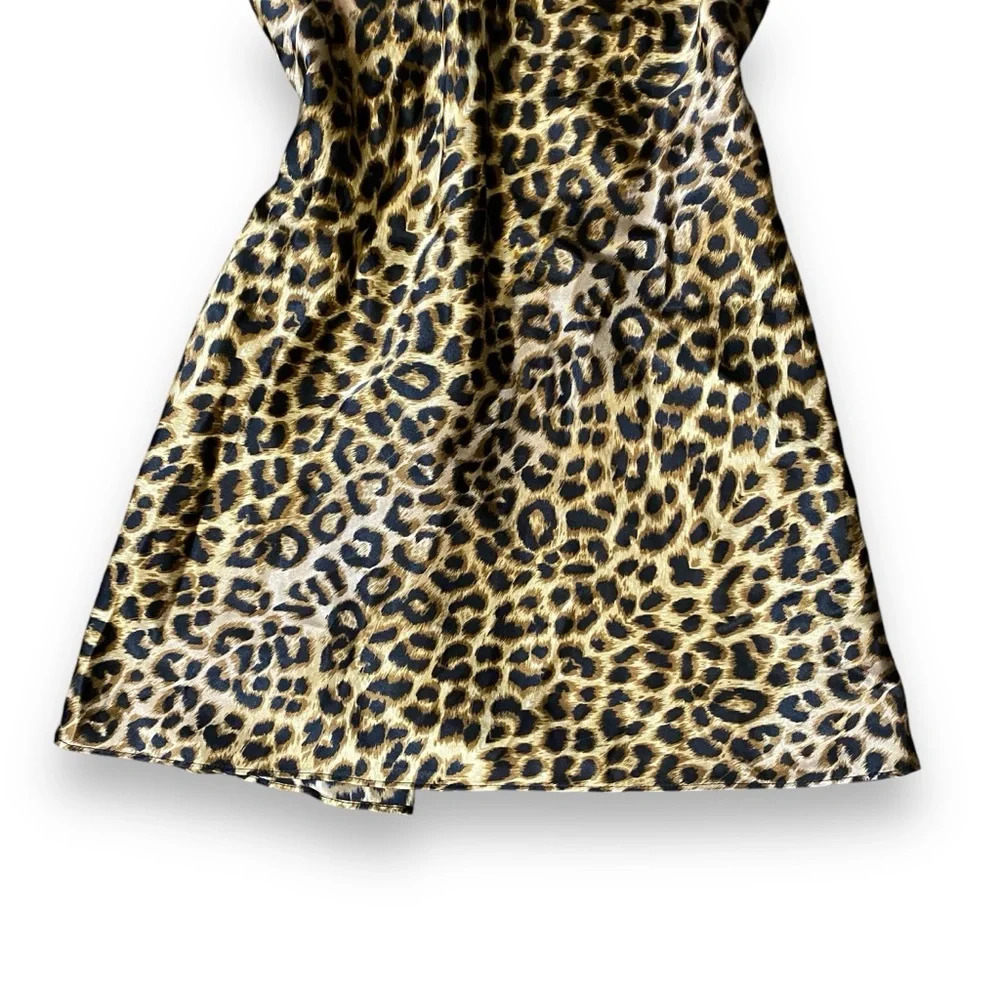 Vtg. Secret Treasures Leopard Cheetah Animal Print Satin Lace Slip Dress Size S - Picture 4 of 5